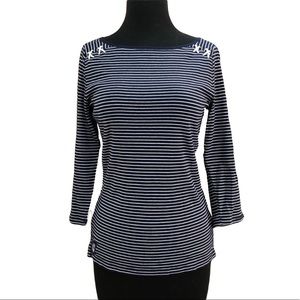 ⭐️ Lauren Ralph Lauren Striped Nautical Accent Top